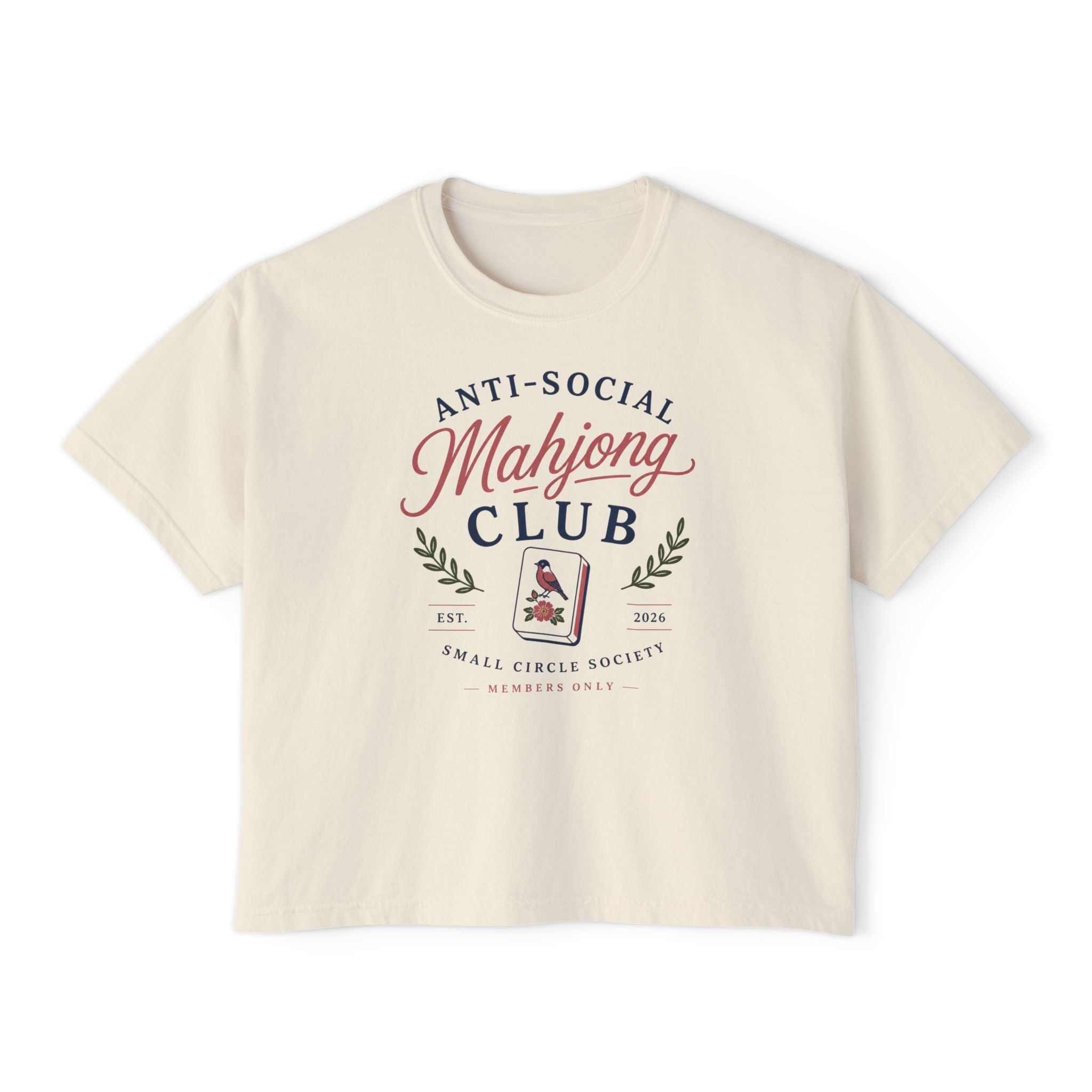 Mahjong Club Tee — "Anti-Social Mahjong Club" Women's Boxy T-Shirt
